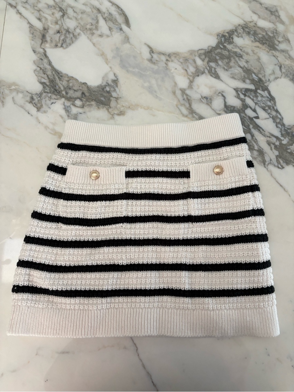 abercrombie kids Black and White Striped Knit Skirt